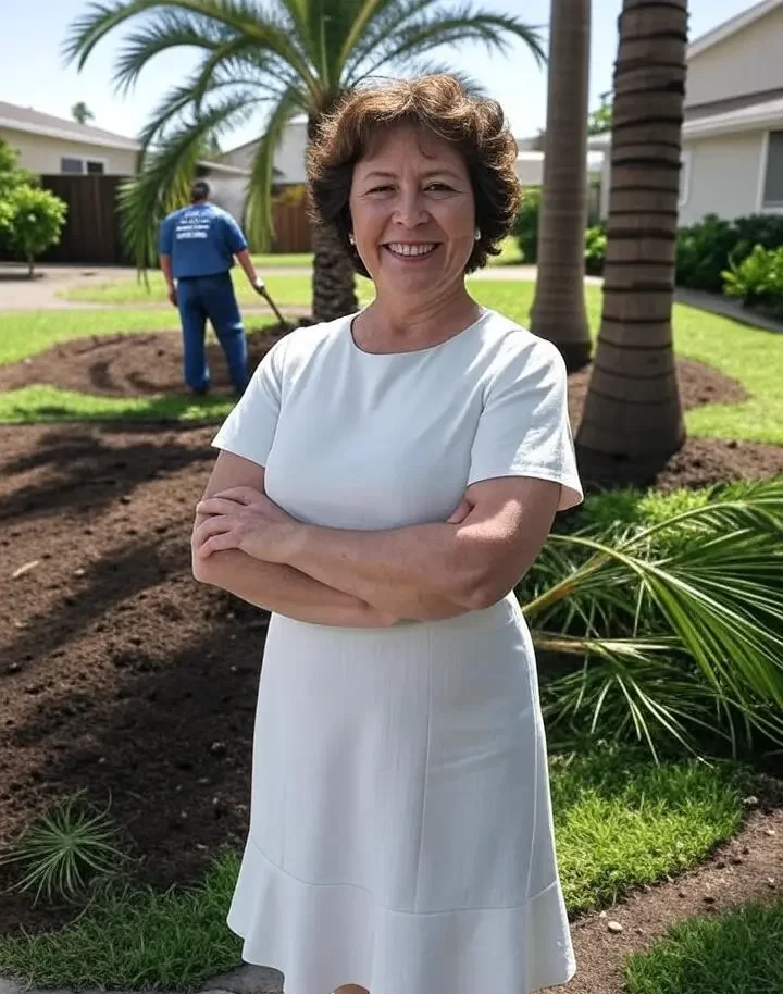 Amanda T. With Clean Yard After Palm Removal