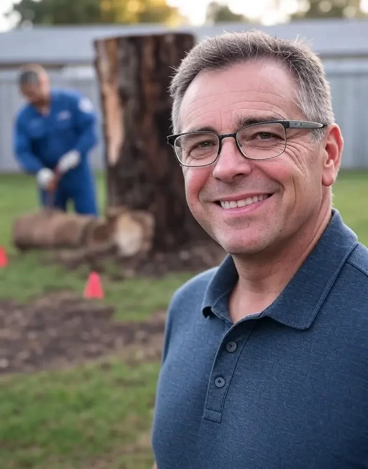 Daniel Hayes In Backyard After Dead Tree Removal